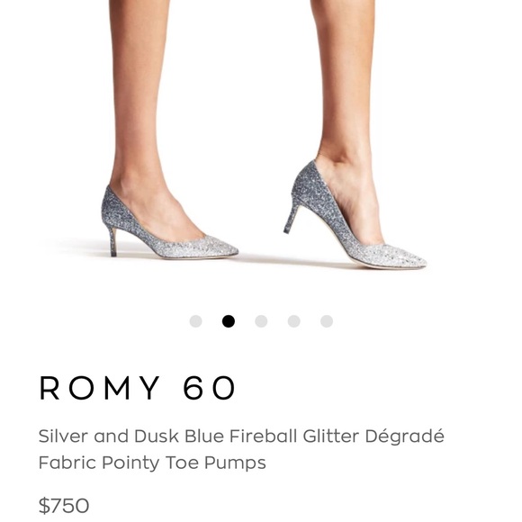 Jimmy Choo Romy 60 Silver and Blue Ombré Glitter Pointy Toe Pumps $190 - Picture 13 of 13